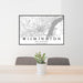 24x36 Wilmington Delaware Map Print Landscape Orientation in Classic Style Behind 2 Chairs Table and Potted Plant