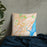 Custom Wilmington Delaware Map Throw Pillow in Watercolor on Bedding Against Wall