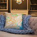 Custom Wilmington Delaware Map Throw Pillow in Watercolor on Cream Colored Couch