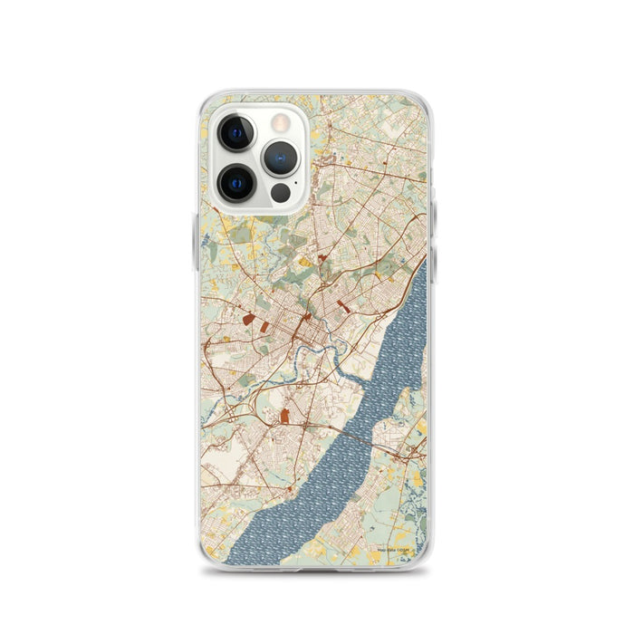 Custom Wilmington Delaware Map iPhone 12 Pro Phone Case in Woodblock
