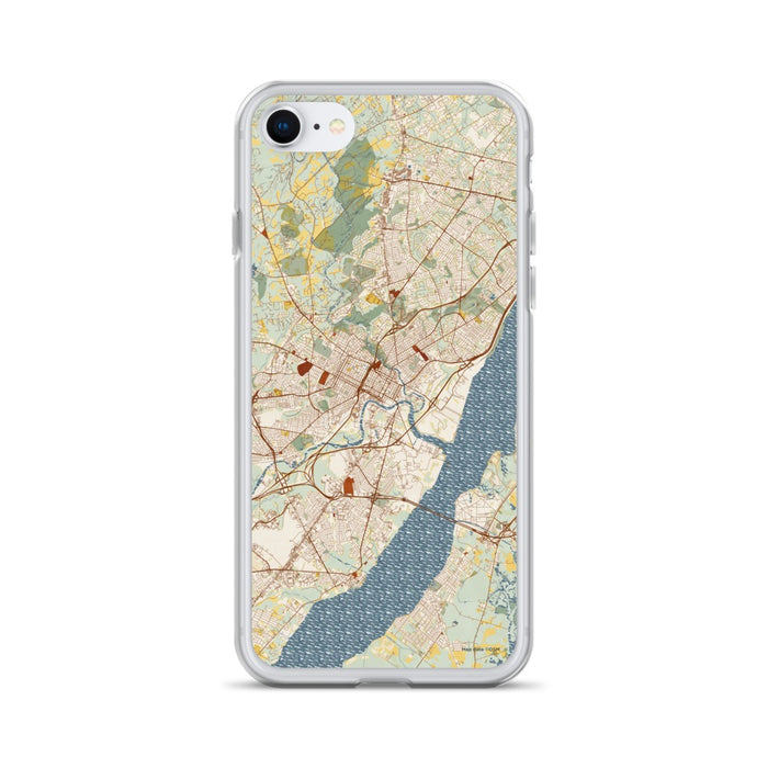 Custom Wilmington Delaware Map iPhone SE Phone Case in Woodblock