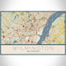 Wilmington Delaware Map Print Landscape Orientation in Woodblock Style With Shaded Background