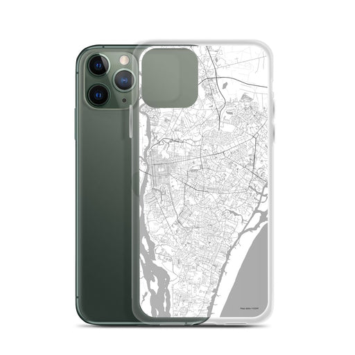 Custom Wilmington North Carolina Map Phone Case in Classic on Table with Laptop and Plant