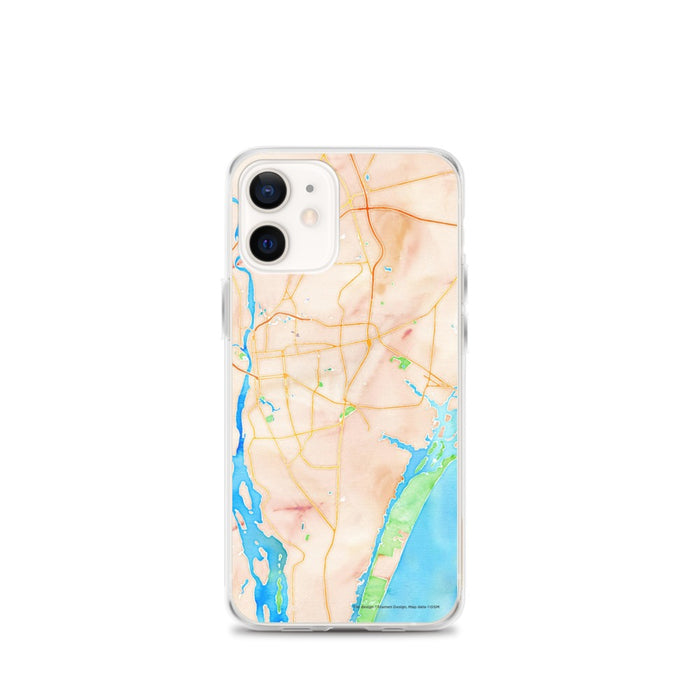 Custom Wilmington North Carolina Map iPhone 12 mini Phone Case in Watercolor