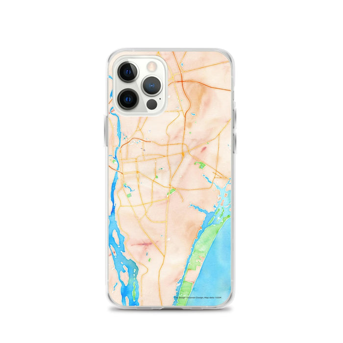Custom Wilmington North Carolina Map iPhone 12 Pro Phone Case in Watercolor
