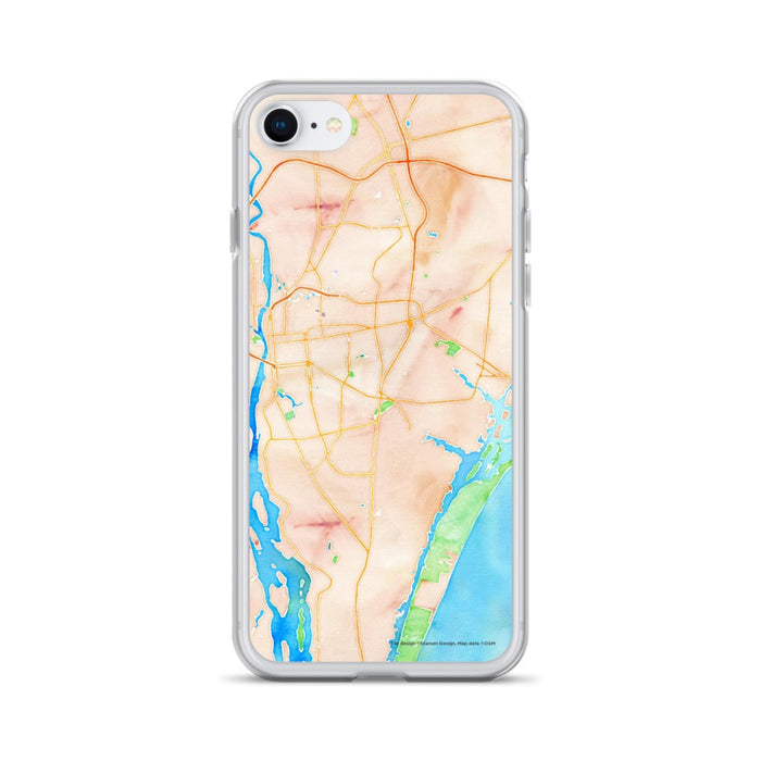Custom Wilmington North Carolina Map iPhone SE Phone Case in Watercolor