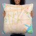 Person holding 22x22 Custom Wilmington North Carolina Map Throw Pillow in Watercolor