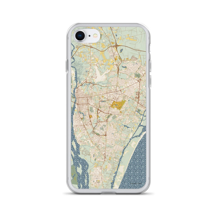 Custom Wilmington North Carolina Map iPhone SE Phone Case in Woodblock