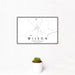 12x18 Wilson Arkansas Map Print Landscape Orientation in Classic Style With Small Cactus Plant in White Planter