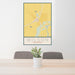 24x36 Wilson Arkansas Map Print Portrait Orientation in Woodblock Style Behind 2 Chairs Table and Potted Plant