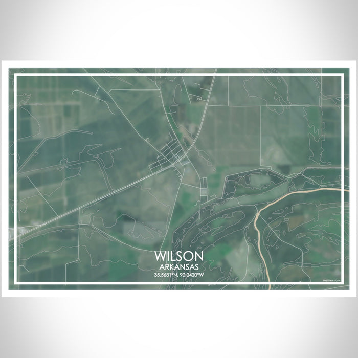 Wilson Arkansas Map Print Landscape Orientation in Afternoon Style With Shaded Background