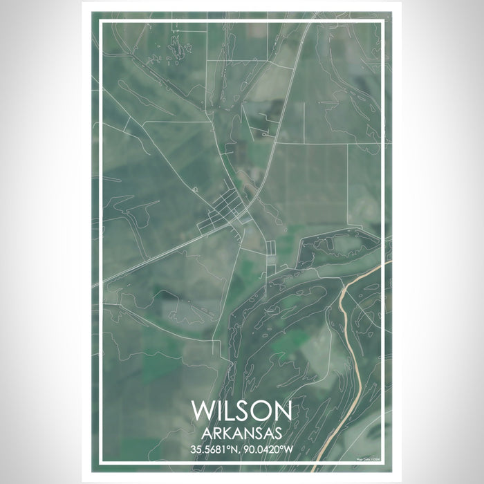 Wilson Arkansas Map Print Portrait Orientation in Afternoon Style With Shaded Background