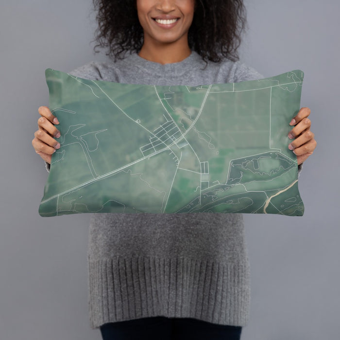 Person holding 20x12 Custom Wilson Arkansas Map Throw Pillow in Afternoon