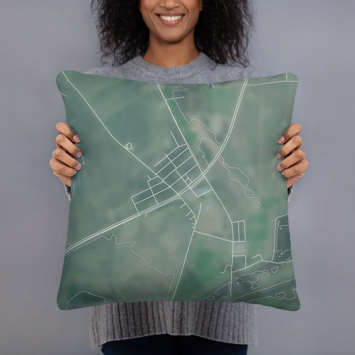 Person holding 18x18 Custom Wilson Arkansas Map Throw Pillow in Afternoon