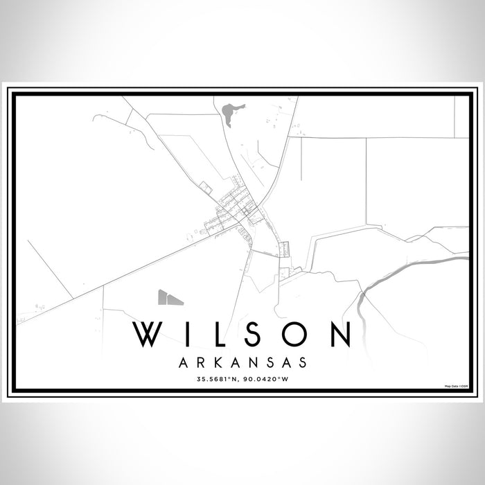 Wilson Arkansas Map Print Landscape Orientation in Classic Style With Shaded Background