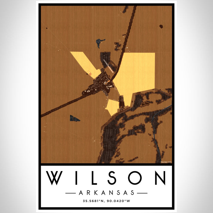 Wilson Arkansas Map Print Portrait Orientation in Ember Style With Shaded Background