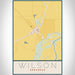 Wilson Arkansas Map Print Portrait Orientation in Woodblock Style With Shaded Background
