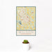 12x18 Wilson North Carolina Map Print Portrait Orientation in Woodblock Style With Small Cactus Plant in White Planter