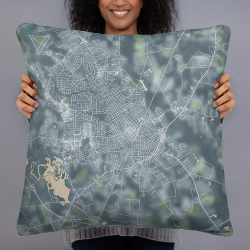 Person holding 22x22 Custom Wilson North Carolina Map Throw Pillow in Afternoon