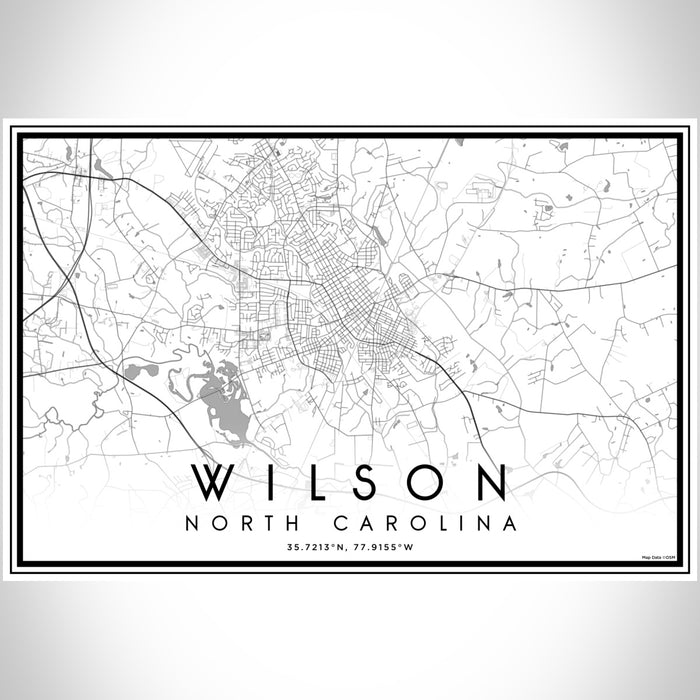 Wilson North Carolina Map Print Landscape Orientation in Classic Style With Shaded Background