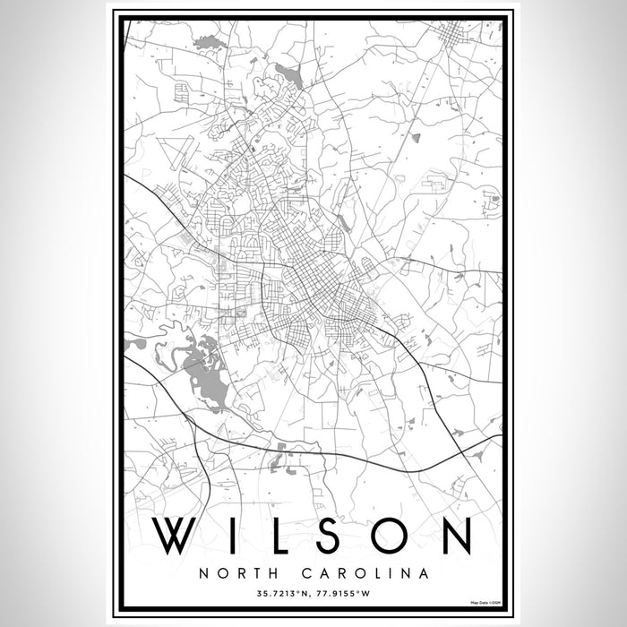 Wilson North Carolina Map Print Portrait Orientation in Classic Style With Shaded Background