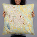 Person holding 22x22 Custom Wilson North Carolina Map Throw Pillow in Woodblock