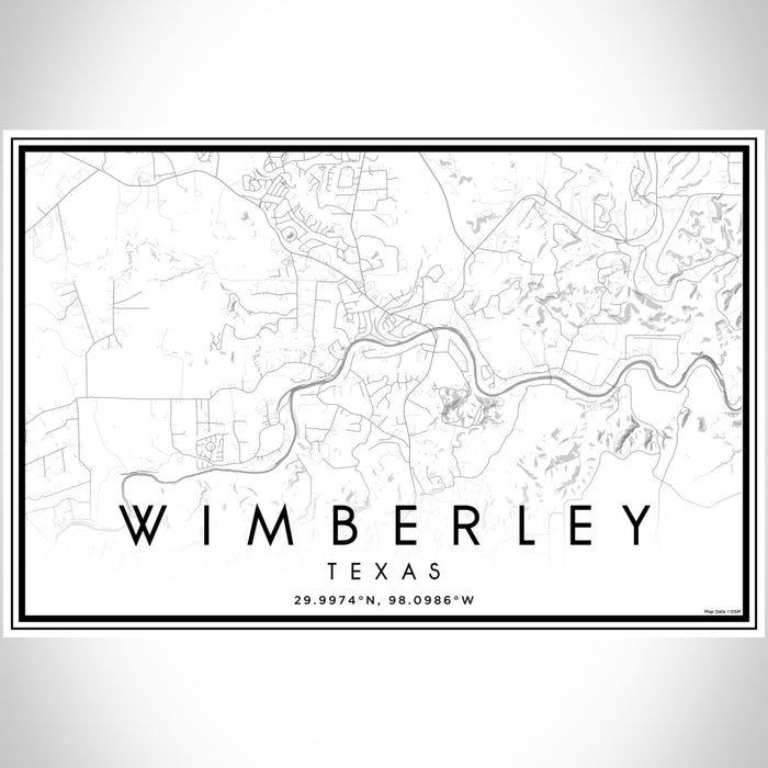 Wimberley Texas Map Print Landscape Orientation in Classic Style With Shaded Background