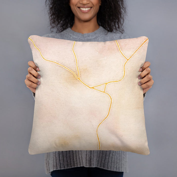 Person holding 18x18 Custom Wimberley Texas Map Throw Pillow in Watercolor