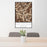 24x36 Wind River Range Wyoming Map Print Portrait Orientation in Ember Style Behind 2 Chairs Table and Potted Plant