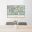 24x36 Wind River Range Wyoming Map Print Lanscape Orientation in Woodblock Style Behind 2 Chairs Table and Potted Plant
