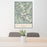 24x36 Wind River Range Wyoming Map Print Portrait Orientation in Woodblock Style Behind 2 Chairs Table and Potted Plant