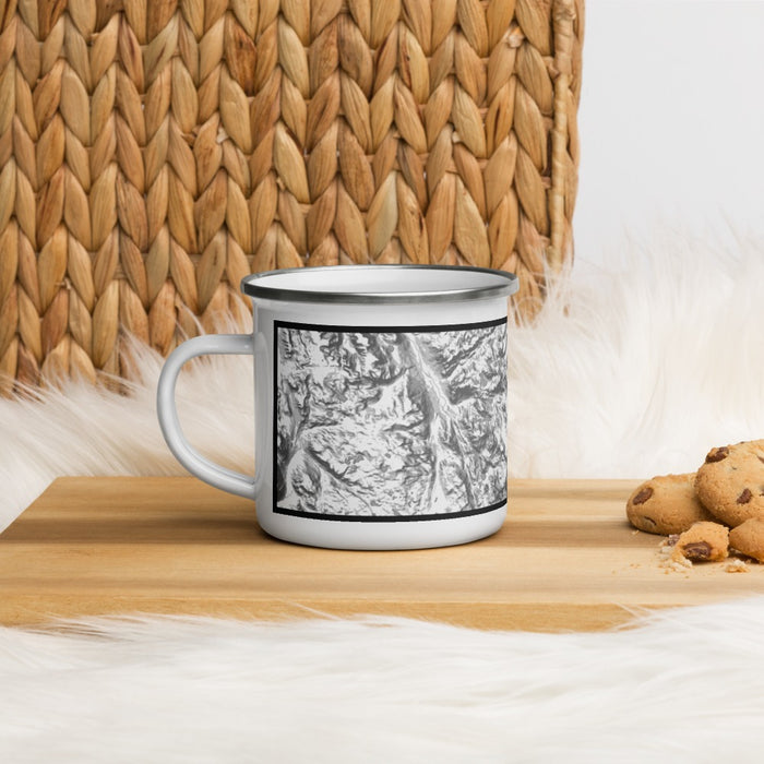 Left View Custom Wind River Range Wyoming Map Enamel Mug in Classic on Table Top