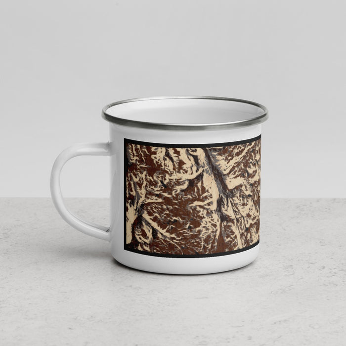 Left View Custom Wind River Range Wyoming Map Enamel Mug in Ember
