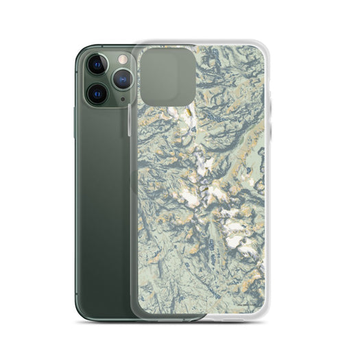 Custom Wind River Range Wyoming Map Phone Case in Woodblock on Table with Laptop and Plant