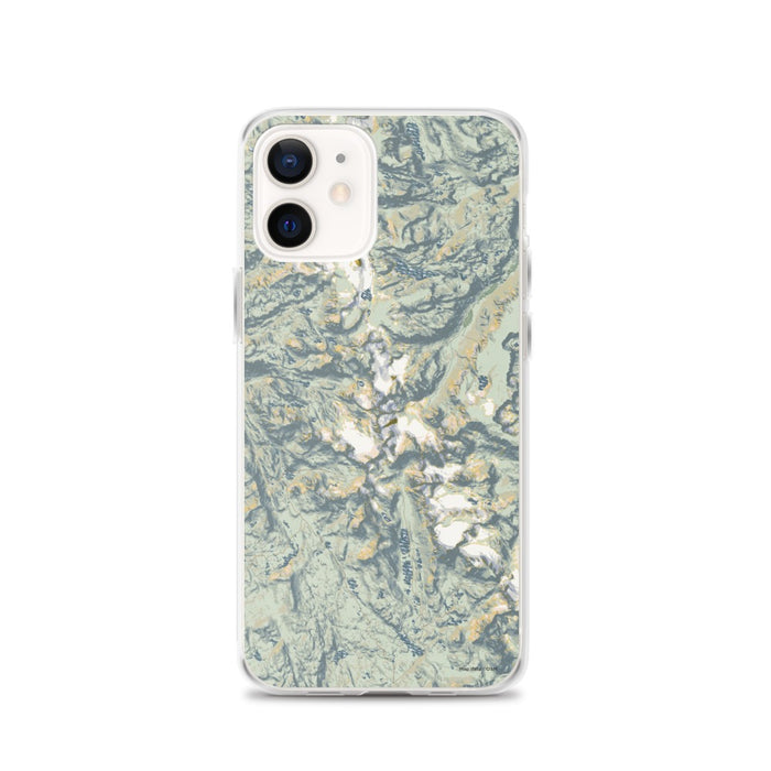 Custom Wind River Range Wyoming Map iPhone 12 Phone Case in Woodblock