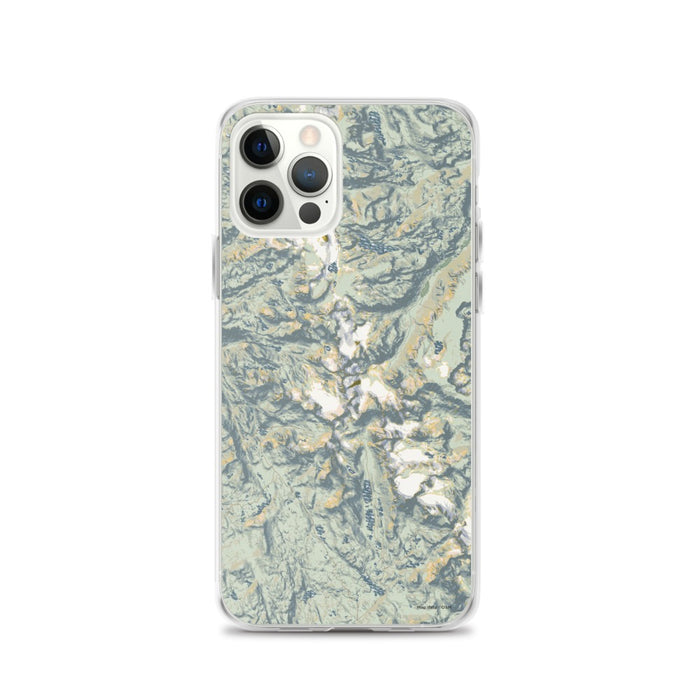 Custom Wind River Range Wyoming Map iPhone 12 Pro Phone Case in Woodblock