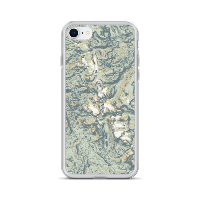 Custom Wind River Range Wyoming Map iPhone SE Phone Case in Woodblock
