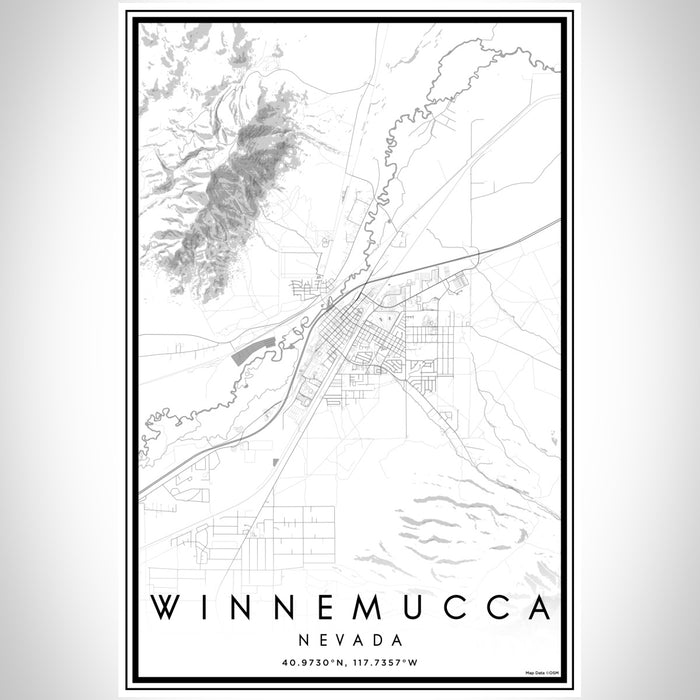 Winnemucca Nevada Map Print Portrait Orientation in Classic Style With Shaded Background