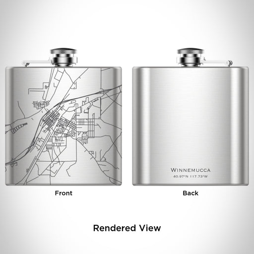 Rendered View of Winnemucca Nevada Map Engraving on 6oz Stainless Steel Flask