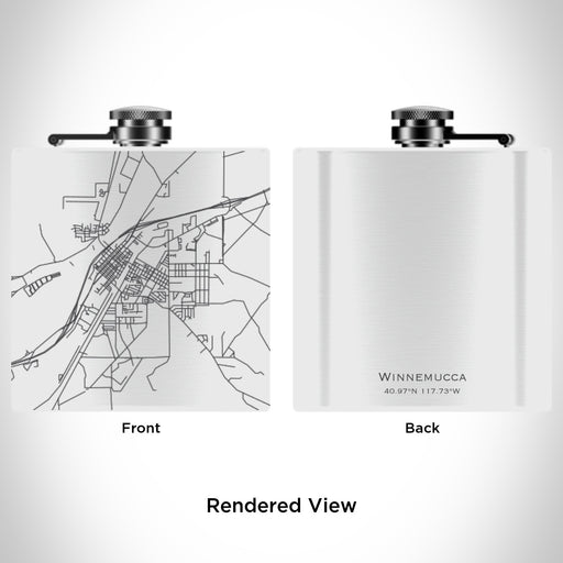 Rendered View of Winnemucca Nevada Map Engraving on 6oz Stainless Steel Flask in White