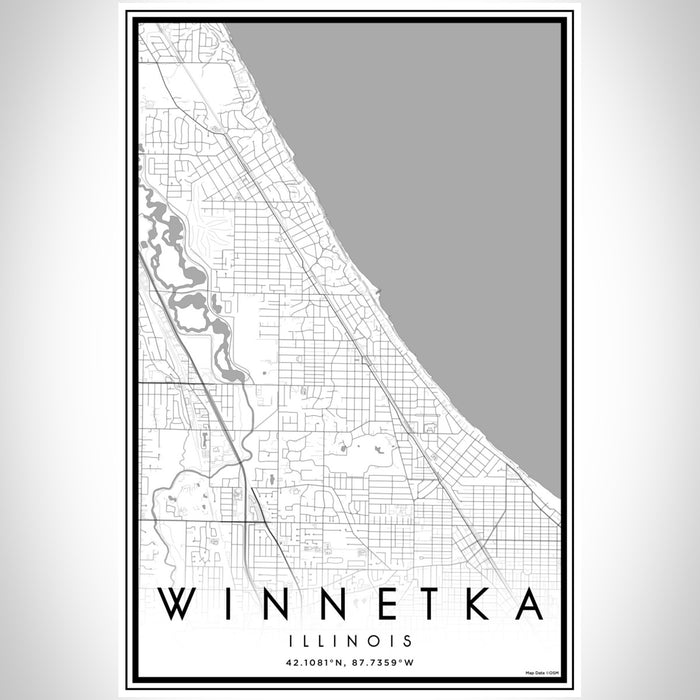 Winnetka Illinois Map Print Portrait Orientation in Classic Style With Shaded Background