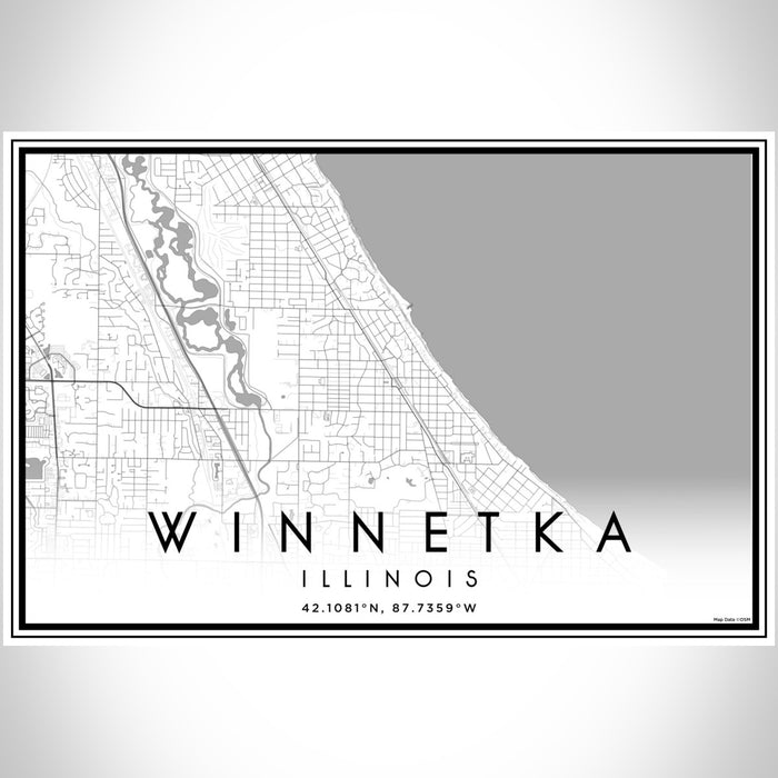 Winnetka Illinois Map Print Landscape Orientation in Classic Style With Shaded Background