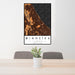 24x36 Winnetka Illinois Map Print Portrait Orientation in Ember Style Behind 2 Chairs Table and Potted Plant