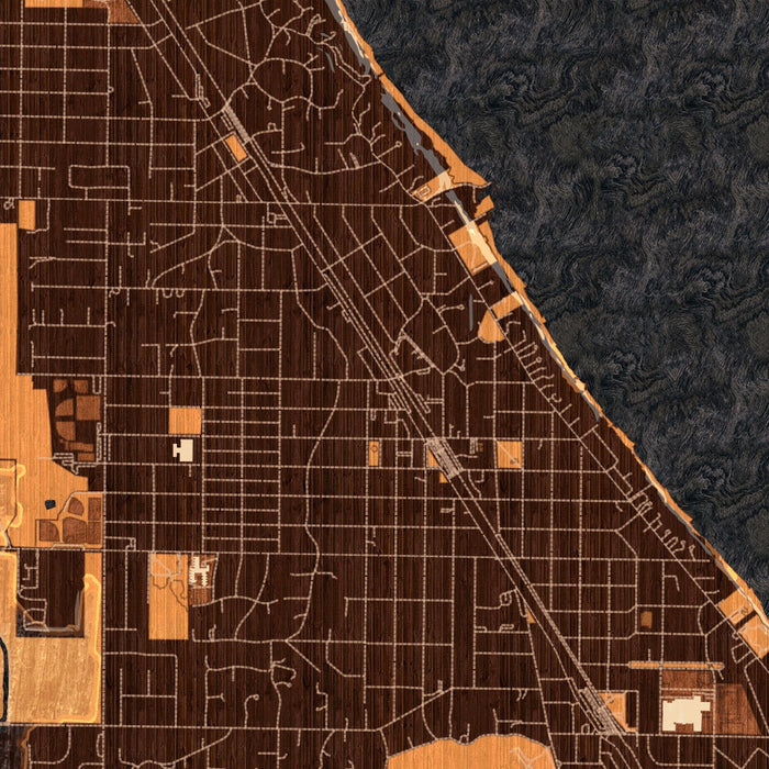 Winnetka Illinois Map Print in Ember Style Zoomed In Close Up Showing Details