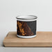 Front View Custom Winnetka Illinois Map Enamel Mug in Ember on Cutting Board