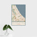 16x24 Winnetka Illinois Map Print Portrait Orientation in Woodblock Style With Tropical Plant Leaves in Water