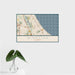 16x24 Winnetka Illinois Map Print Landscape Orientation in Woodblock Style With Tropical Plant Leaves in Water