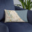 Custom Winnetka Illinois Map Throw Pillow in Woodblock on Blue Colored Chair