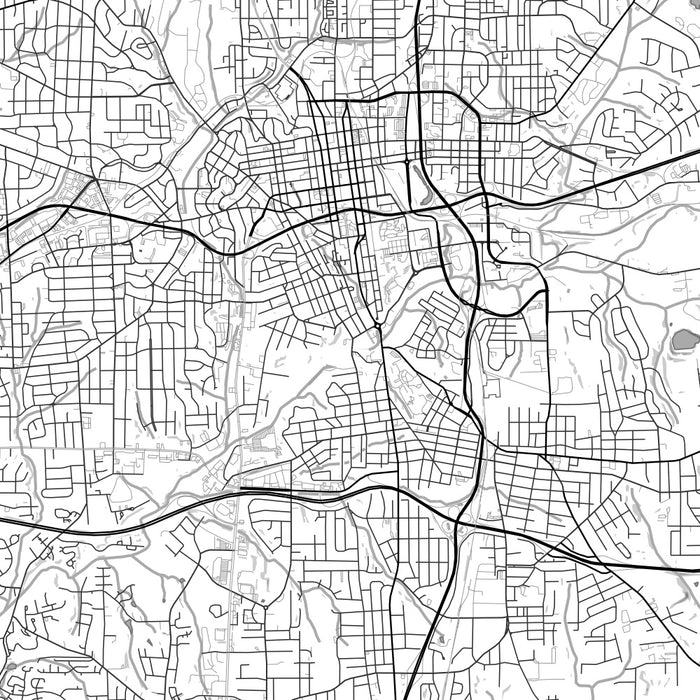 Winston-Salem North Carolina Map Print in Classic Style Zoomed In Close Up Showing Details