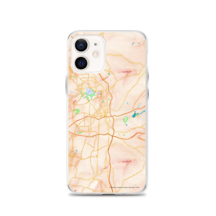 Custom Winston-Salem North Carolina Map iPhone 12 Phone Case in Watercolor